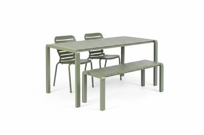 Zuiver Vondel Tuinset 4 personen - tuintafel + 2 stoelen + tuinbankje Groen