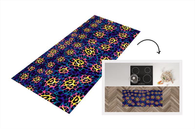 Keukenloper - Loper keuken - Luipaardprint - Vacht - Blauw - 120x50 cm - Keukenloper vinyl