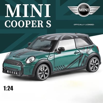 Officieel gelicentieerd 1:24 Mini Cooper Lichtmetalen Auto Model Diecast Speelgoedvoertuig Met Pull Back Licht Geluid Collectie Miniature Voiture gray
