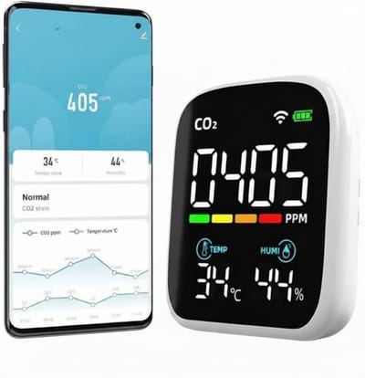 MRKK® Fijnstofmeter - Luchtkwaliteitsmeter voor Binnen - Co2 Meter - Wit