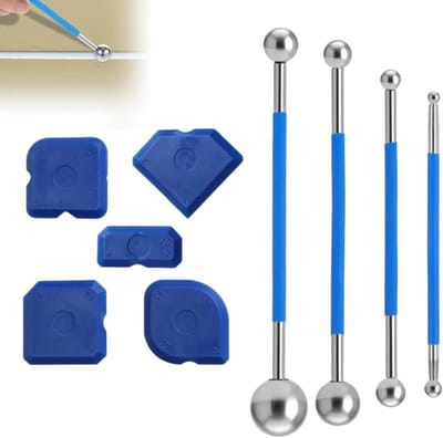 Kit Gereedschap Set - Voegenset - Voegen Afwerken - 9 Delig - Verschillende Maten - Grijs