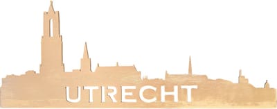 Houten Skyline Utrecht – Wanddecoratie/Muurdecoratie 38x15 cm – Domtoren – Goud