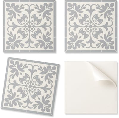 Set vinyltegels met bloemenpatroon voor de keuken, 20x20x20 cm