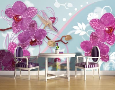 Orchid Flowers Pattern Photo Wallcovering