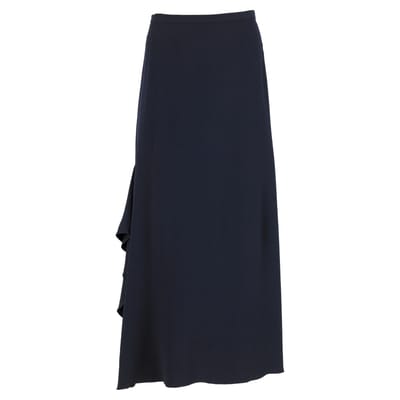 Max Mara maxi-rok met ruches in marineblauwe wol