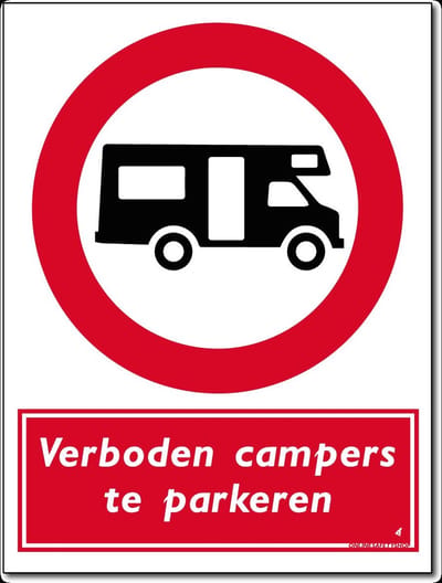 Verboden te parkeren voor campers bord - Forex - 30 x 40 cm - Weerbestendig