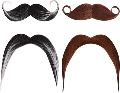 4 Stuks Nep Snorren voor Kostuums, Zelfklevende Snorren en Baarden voor Feestjes, Cowboy Accessoires en Detectieve Kleding