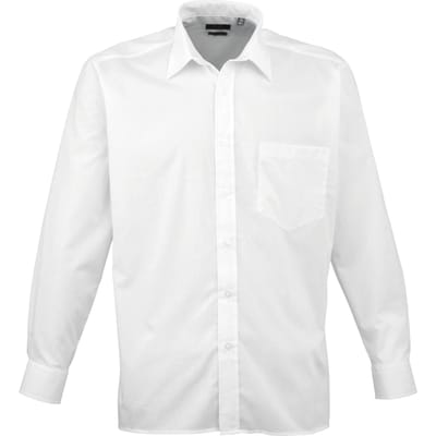 Premier Heren Premier Poplin Formeel Overhemd Met Lange Mouwen (Wit)