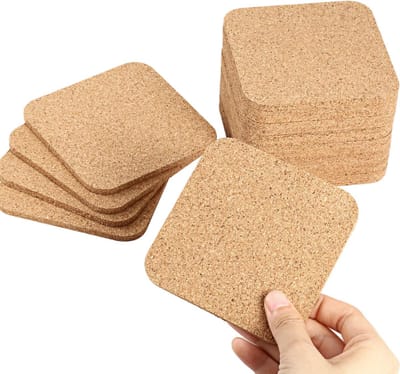 Houten Kurken Onderzetters - 20 Stuks - 5 mm Dikte - Vierkant 10 x 10 cm - Absorberend en Duurzaam