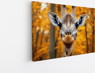 Saammp Canvas Schilderij - Portret - Giraffe - Natuur - Dieren - 45x30 - Foto op canvas - Wanddecoratie - Muurdecoratie Woonkamer - Slaapkamer decoratie - Canvas Print