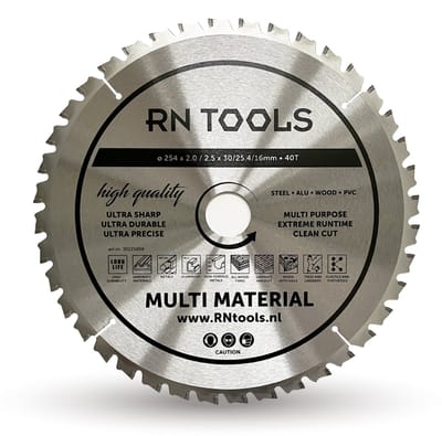 RNtools Cirkelzaagblad Multi Material - 254 mm - 40 tanden - hout, metaal en aluminium (geschikt voor cirkelzaag - afkortzaag - invalzaag)