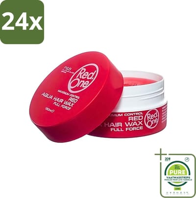 Red One - Haarwax - Red - Aqua Hair Wax - Voor Stevige Styling & Glanzend Resultaat - 150 ml - Voordeelverpakking - 24 stuks - Haarwax - Strak haar