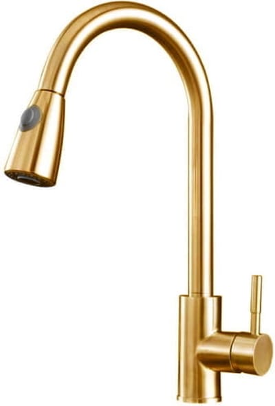 Gouden Keukenkraan met Uittrekbare Kop - Bereik tot 82cm
