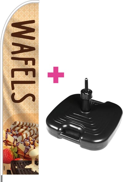 Beachflag - Wafels #2 - Vlag + Parasolvoet + Rotator + Hengelsysteem + Draagtas - Actievlag.nl