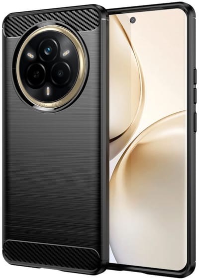 Geborsteld TPU Hoesje Geschikt voor Realme 14 Pro | Beschermhoes | Back Cover | Flexibel TPU | Stijlvol Carbon | Dun | Zwart