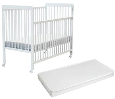 Houten Uitschuifbaar Babybedje met Matras 60 x 120 cm - Wit