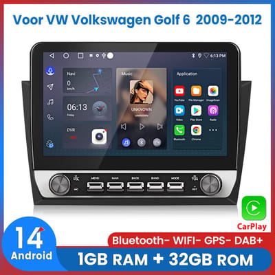 Awesafe 10.1" Android14 Autoradio - Geschikt Voor VW Volkswagen Golf 6 2009 t/m 2012 - Draadloos Apple CarPlay Android Auto - Ram 1GB + Rom 32GB - Touchscreen - Radio Scherm - Bluetooth & Wifi - 2009 2010 2011 2012