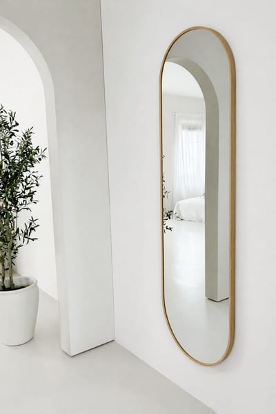 Nordic Style® Ovale spiegel 190x60cm - Naturel Eiken hout - Scandinavische Spiegels - Ovaal - Pas spiegel - Staande spiegel - Kleedkamer spiegel - Pas