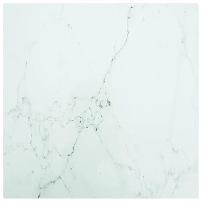 vidaXL - Tafelblad - 50x50 - cm - 6 - mm - gehard - glas - met - marmeren - design - wit