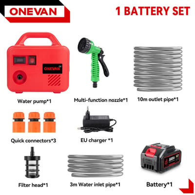 ONEVAN Elektrische Pompende Waterpomp Machine 150M Snoerloos Oplaadbaar Tuinreiniger Lithium Batterij Gereedschap Voor Makita 18V Batterij 1Battery 1EU Charger