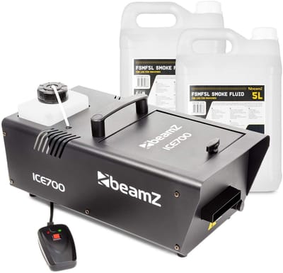 BeamZ ICE700 rookmachine met 10 liter low fog rookvloeistof - Voor laaghangende rook - 900W