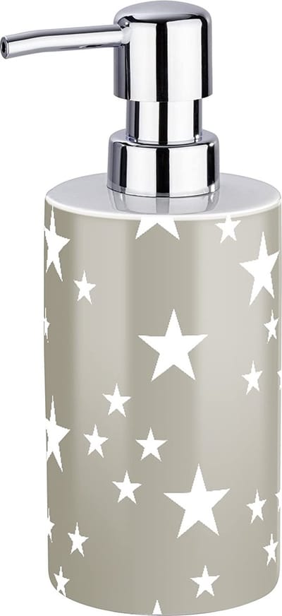 WENKO Zeepdispenser Stella Taupe - vloeibare zeepdispenser, afwasmiddeldispenser, inhoud: 0,38 l, keramiek, 8,5 x 18 x 7 cm, taupe