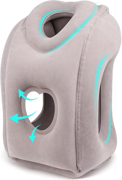 Nekkussen - Nekkussen vliegtuig - Nekkussen memory foam- Opblaasbaar Reiskussen met Gaten - Ergonomisch Slaapkussen voor Vliegtuig, Trein en Kantoor - Voorkomt Armverlamming en Gezichtsdruk