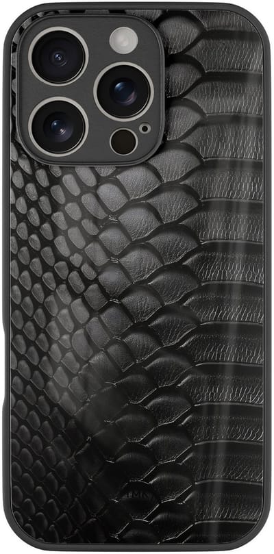 Hoesje geschikt voor Apple iPhone 16 Pro - Black snake - Zwart - TPU luxe case (glossy toplaag) - Slangenprint - Hardcase backcover zwart