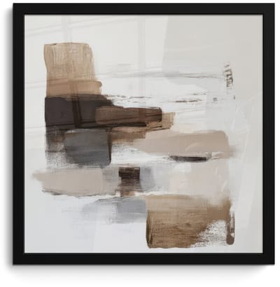 Poster in lijst - Fotolijst 40x40 cm - Posters - Penseelstreken - Balans - Beige - Bruin - Posterlijst zwart - Decoratie - Wanddecoratie woonkamer - Muurdecoratie slaapkamer