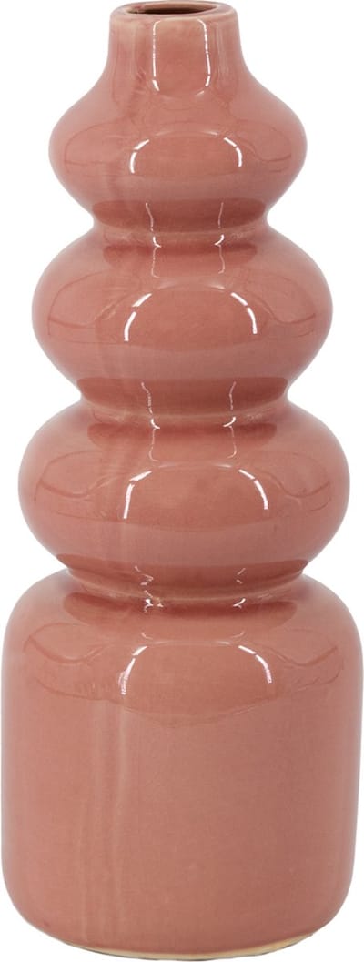 HomeBound by KY | Aardewerk vaas disk pink | 14,5x14,5x37cm | bloemenvaas keramiek schijven roze