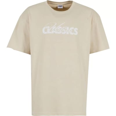 Urban Classics - UC Cursive Bold Logo Heavy Oversized Heren T-shirt - M - Beige