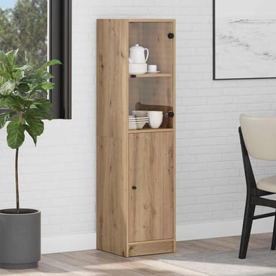 vidaXL - Highboard - Artisan - Eiken - 35 - x - 37 - x - 142 - cm - Bewerkt - hout