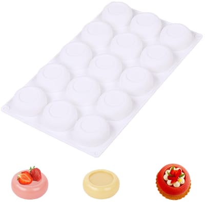 Dailygoods- Siliconen Bakvorm 15 Gaten - Ronde Bakvorm - 3D Cakevorm - Mousse/Vla Desserts - Voedselveilig - Temperatuurbereik - 28,7 x 17 x 2,7 cm