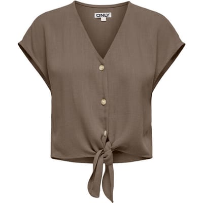 regular fit blousetop van mix van viscose en linnen model 'SIESTA'