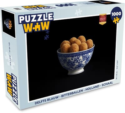 Puzzel Delfts blauw - Bitterballen - Holland - Schaal - Legpuzzel - Puzzel 1000 stukjes volwassenen