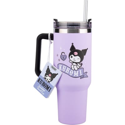 Kuromi 900 ml Paarse Geïsoleerde Beker met Rietje – Officieel Gelicentieerde Sanrio Hello Kitty & Friends Tumbler met Handvat- Paladone