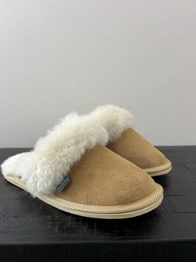 Noordiq - Pantoffel Schapenvacht Leer - Dames - Cognac - Maat 37