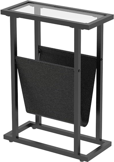 Bijzettafel - Smal tafeltje - Ruimtebesparend - 2-laags opbergruimte - 40x18x55 cm - Zwart