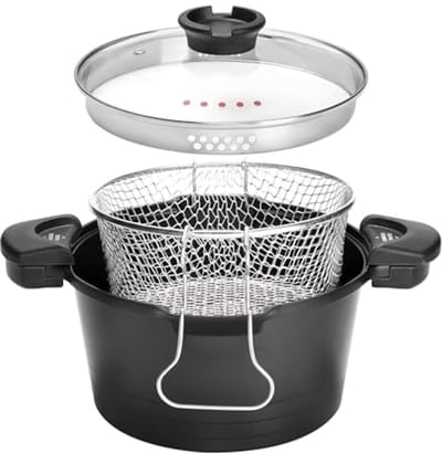 Multifunctionele Kookpan 24 cm - Antiaanbaklaag, Inductie, Frituurmand