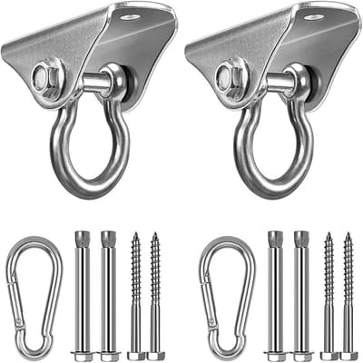 2 stuks Hangmathaken SUS304 450 KG ophanghaken, 90 ° schommelhangers, zwaar belastbaar, met bout voor beton, hout, yoga, boksen hangmatstoel (90 °)