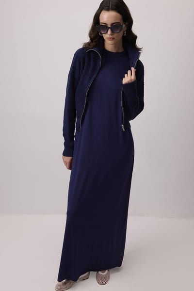 Touché Privé - Viscose basisjurk - Marine - Dames