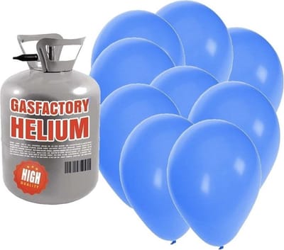 Helium tank met 50x ballonnen - blauw - Heliumgas - babyshower thema feest ballonnen pakket