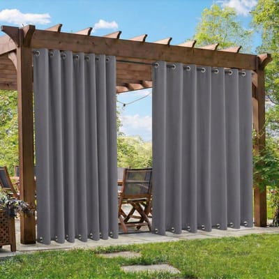 Qelus Verduisterende Buitengordijnen Winddicht - Extra Breed Outdoor Gordijn Waterdicht met Dubbele Oogjes - Balkongordijn - Rideau Occultant - 254x213cm - Donkergrijs(1 Stuk)