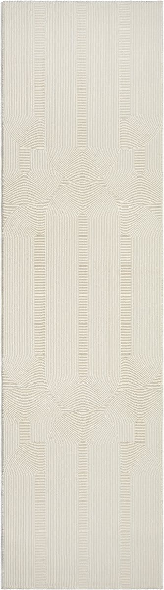 the carpet Lima – modern vloerkleed, duurzaam & onderhoudsvriendelijk, wasbaar, gerecycled polyester, 3D-patroon, crème, 80 x 300 cm
