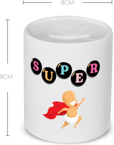 Akyol - super baby met cape Spaarpot - Baby - super baby - verjaardag - geboorte - baby shower - cadeau - kado - geschenk - gift - 350 ML inhoud