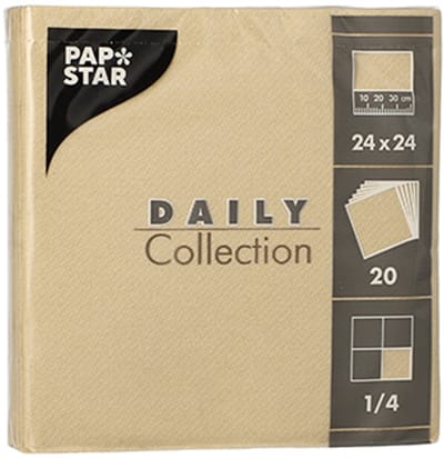 20x 20 Servetten DAILY Collection 1/4 vouw 24 cm x 24 cm zand