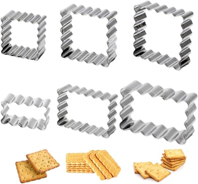 Dailygoods- Uitsteekvormen 6 Stuks - Rechthoekige Koekjessnijders - Roestvrij Staal - Ruimtebesparend - Antiaanbaklaag - Verschillende Maten - Koekjesvormpjes