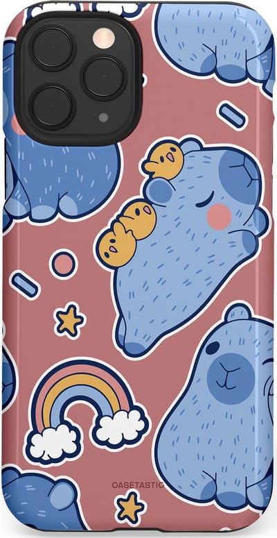 Casetastic Hoesje Geschikt voor Apple iPhone 11 Pro - Stijlvolle Beschermende Duo-layer Case - Capibara knuffelvriend