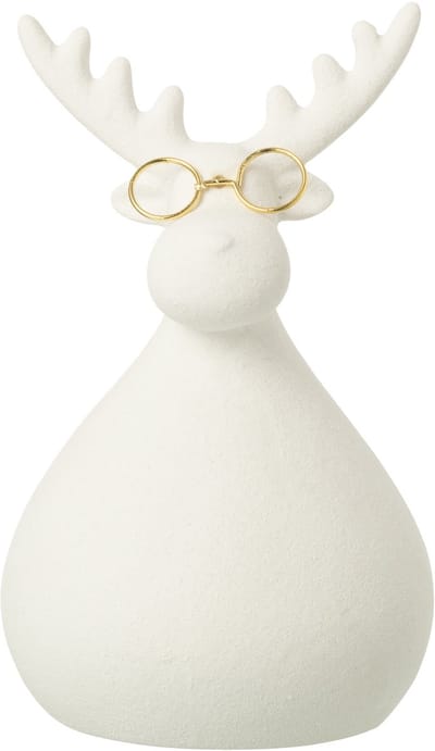 J-Line figuur Rendier - porselein - wit/goud - medium