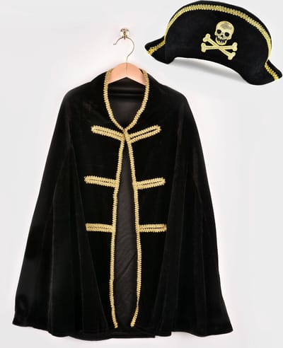 Den Goda Fen piraten cape en hoed verkleedset 98-128 piraat kostuum.